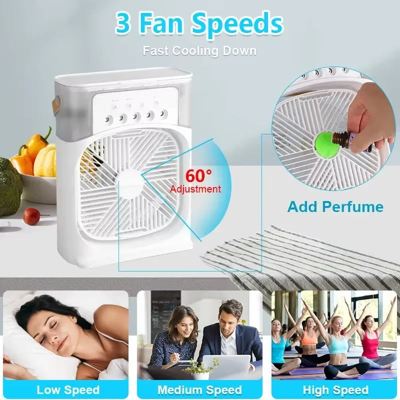 3 in 1 Fan Air Conditioner Household Small Air Cooler LED Night Light Portable Air Adjustment Fan Office Home Fan New