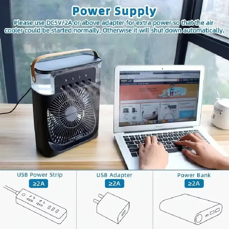 3 in 1 Fan Air Conditioner Household Small Air Cooler LED Night Light Portable Air Adjustment Fan Office Home Fan New