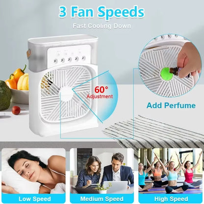 3 in 1 Fan Air Conditioner Household Small Air Cooler LED Night Light Portable Air Adjustment Fan Office Home Fan New